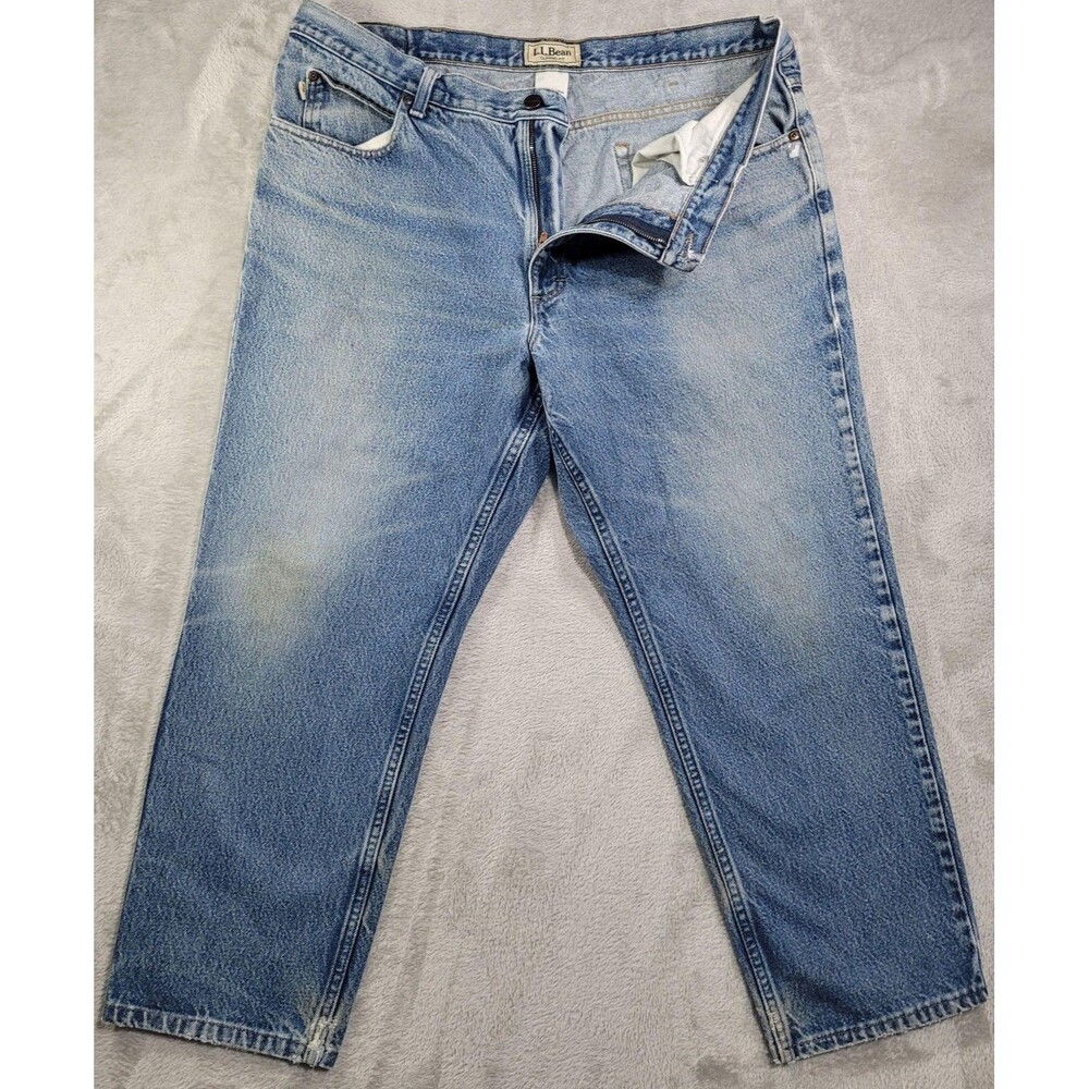 L.L.Bean Classic Fit Jeans Mens 40x29 Blue Light Wash Straight Denim Cotton